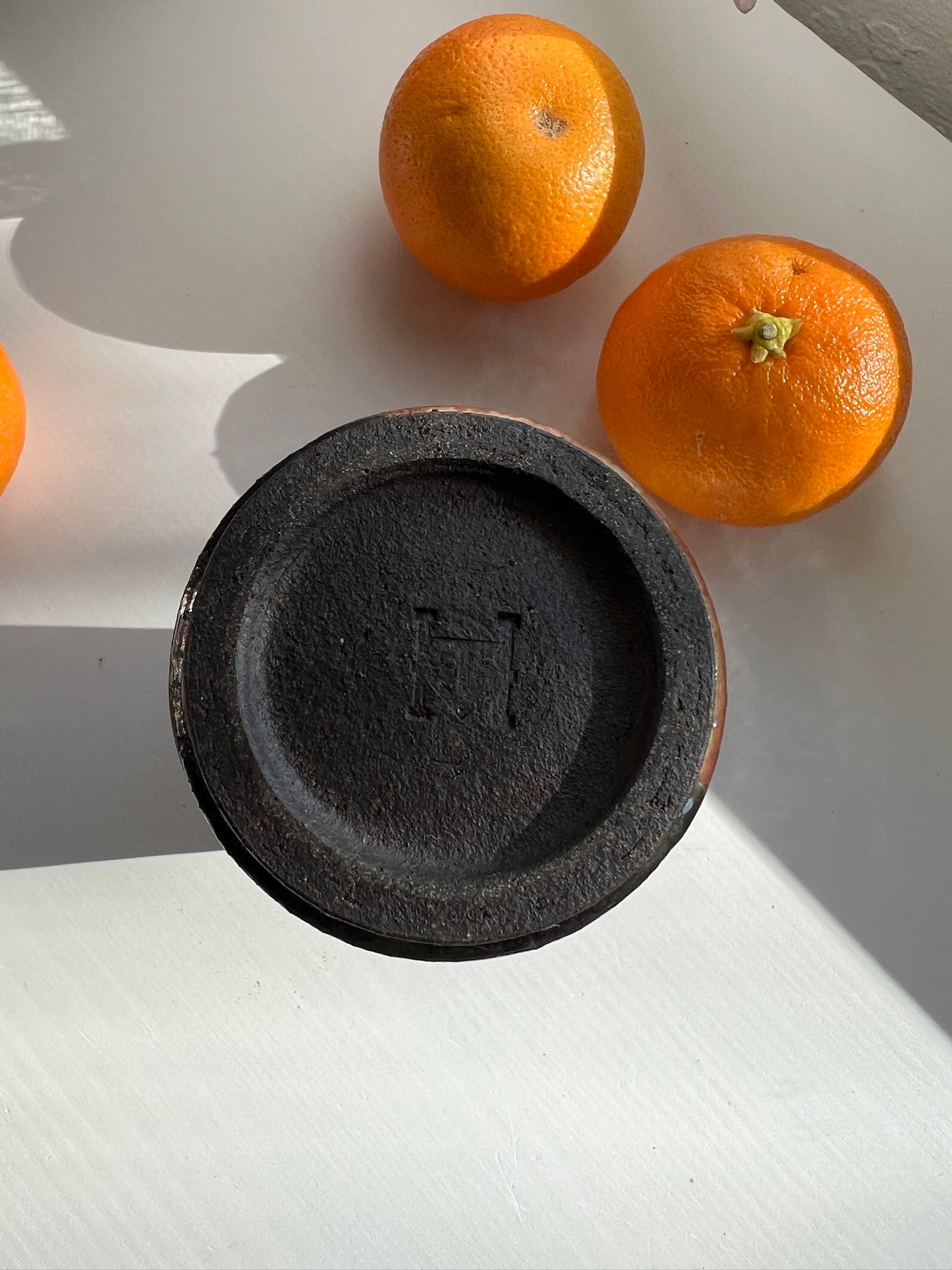 Black Mountain Vase with Copper Vertical Stripe