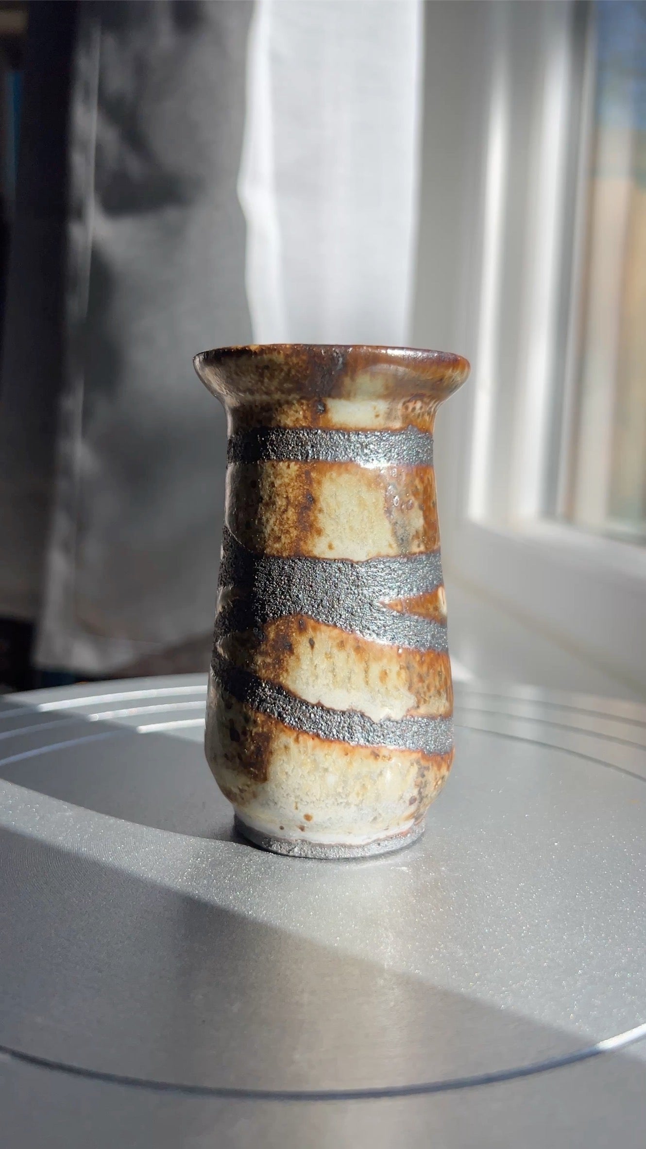 Black Mountain Banded Vase with White Shino Glaze