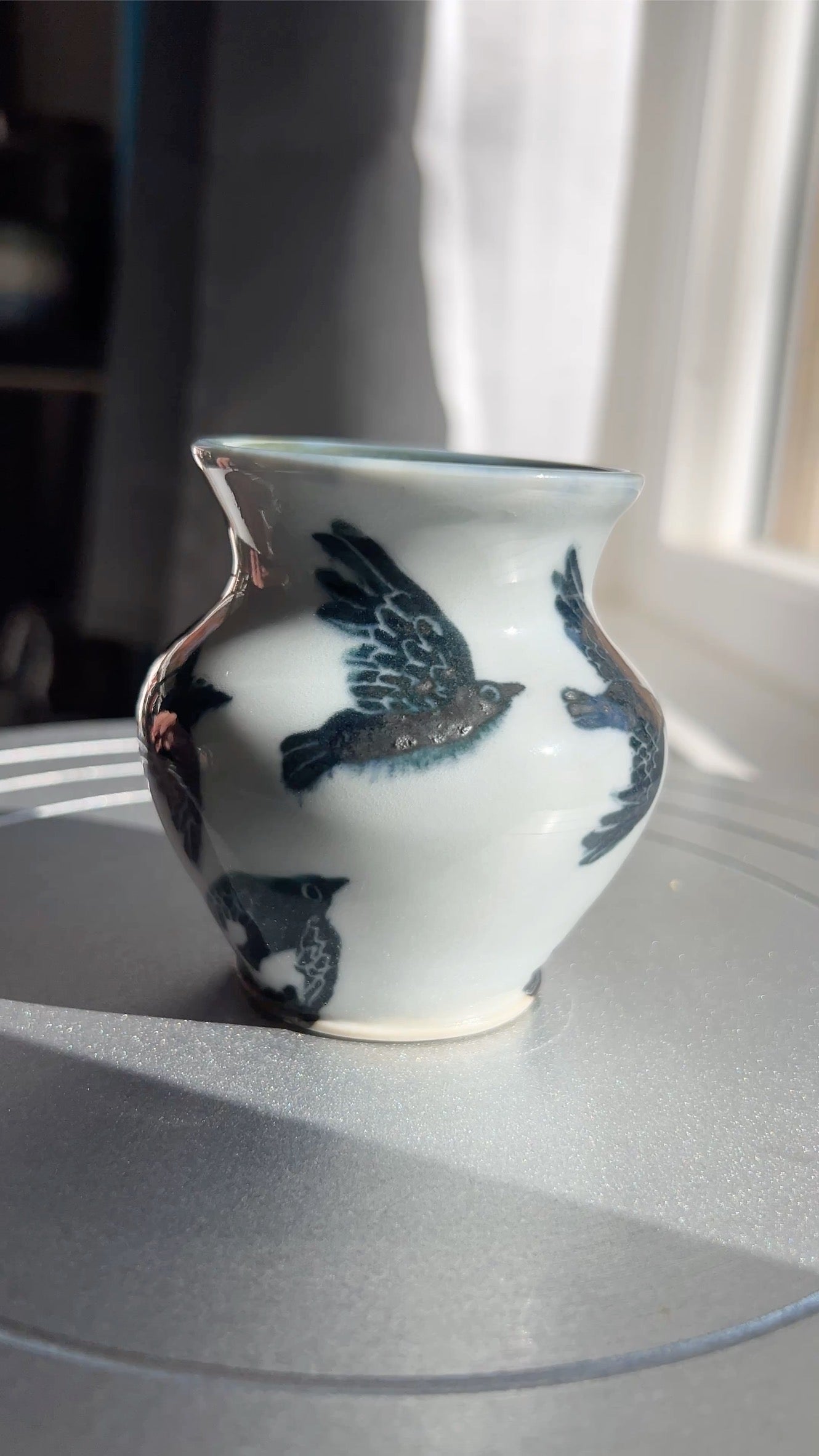 Murder of Crows Flying Mini Vase