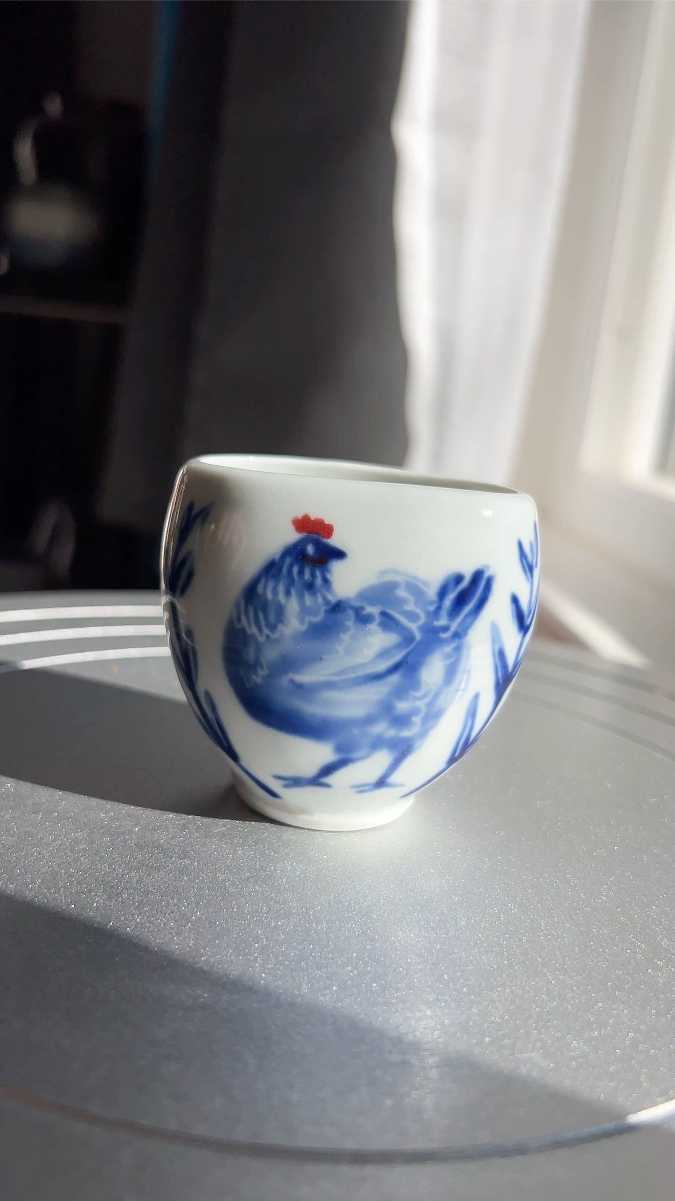 Painted Cobalt Chicken Mini Vase
