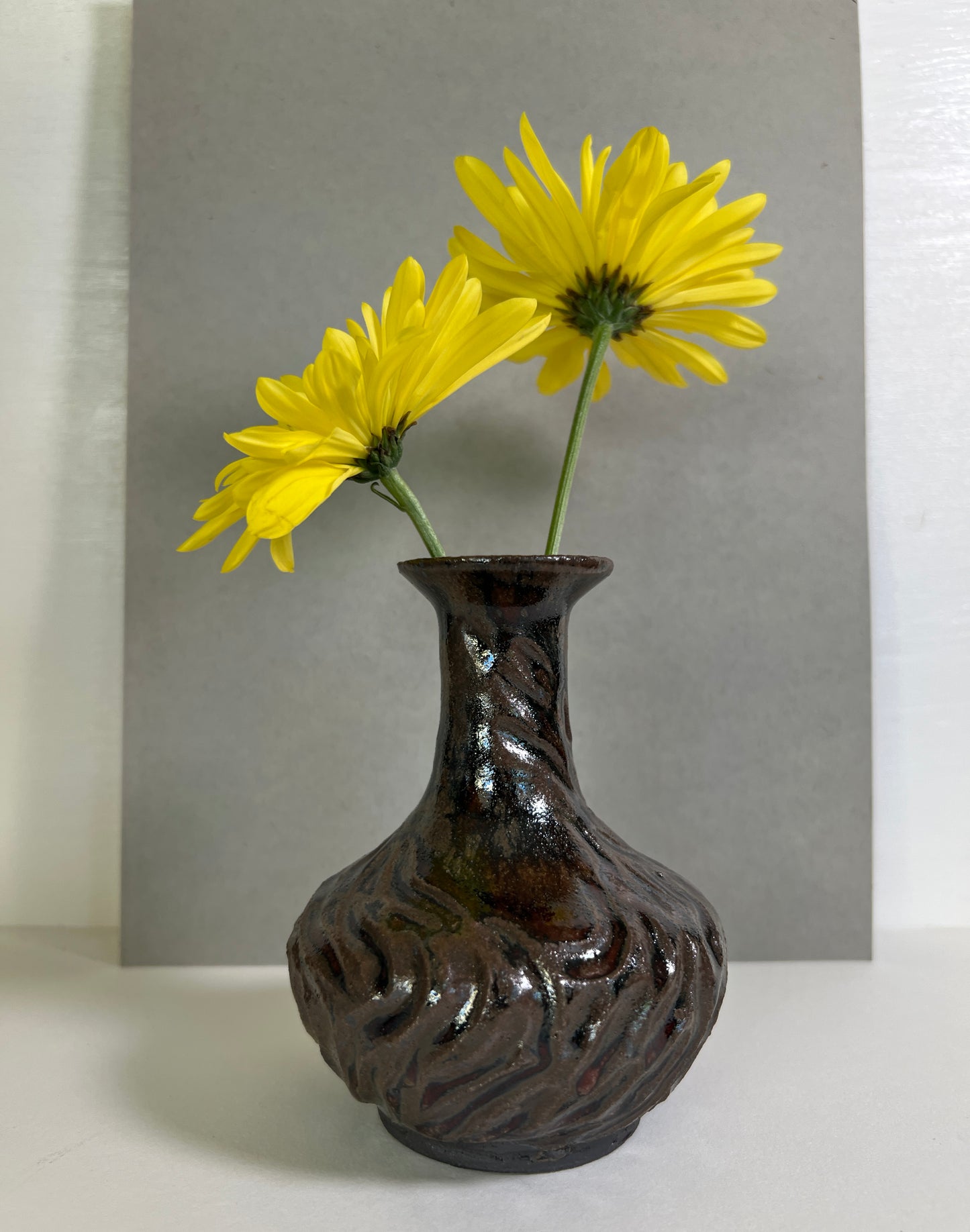 Carved Vase with Swirls