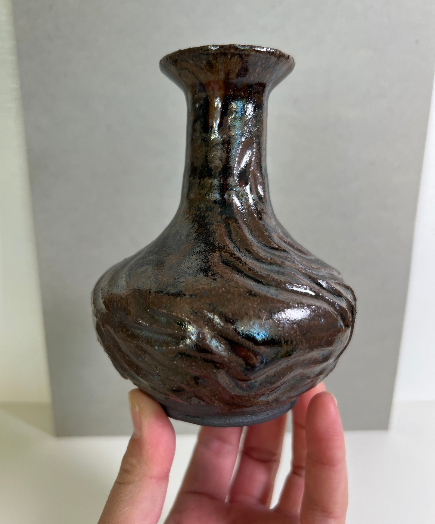 Carved Vase with Swirls