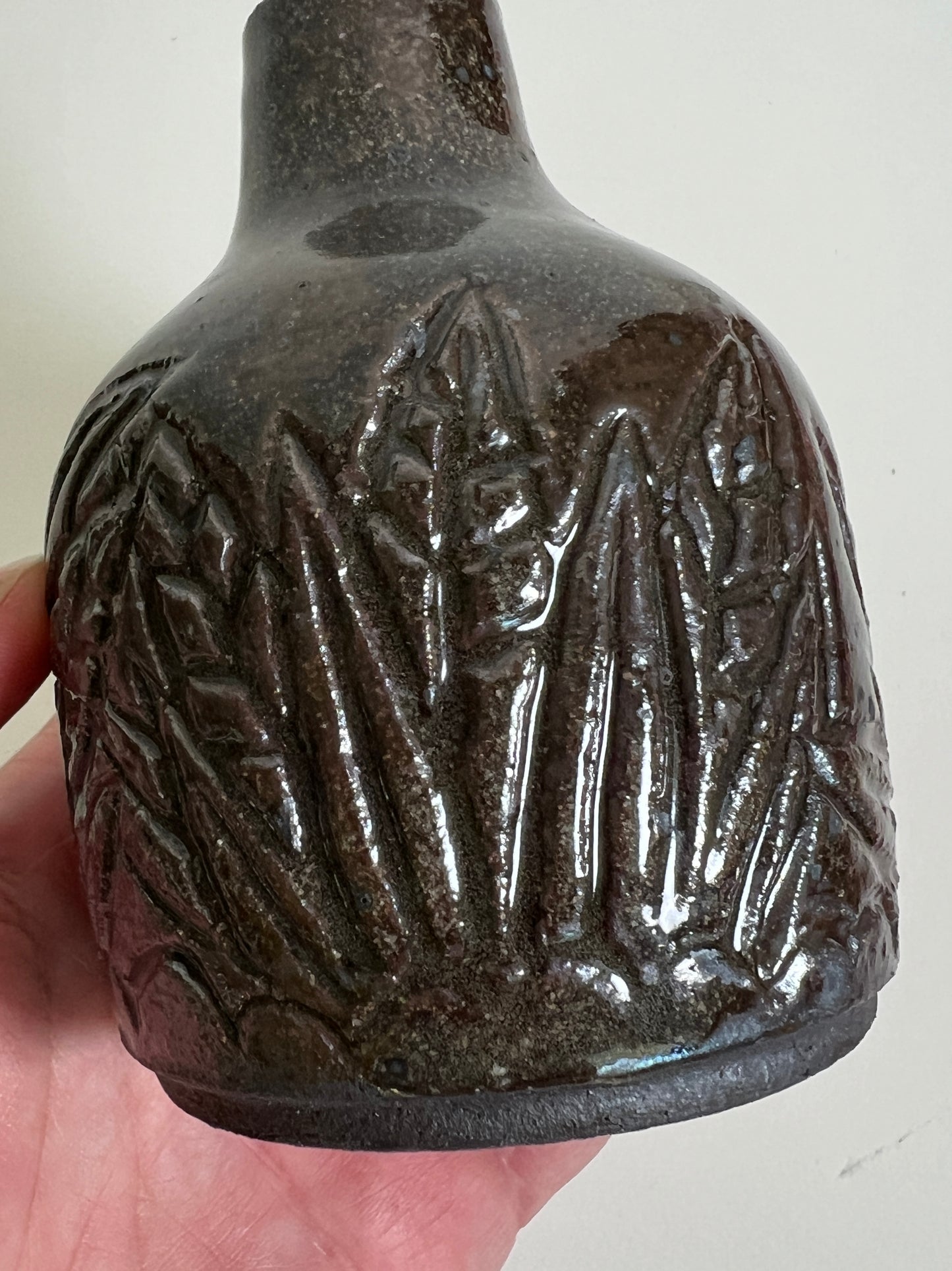 Leafy Small Hand Carved Vase