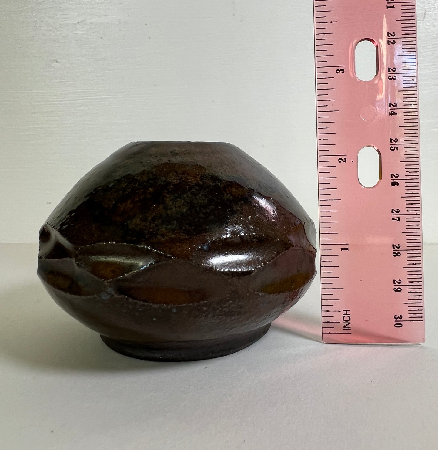 Small Round Black Mountain Carved Vase