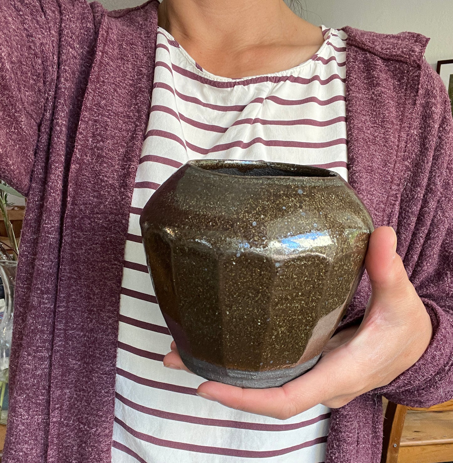 Faceted Medium Black Mountain Vase