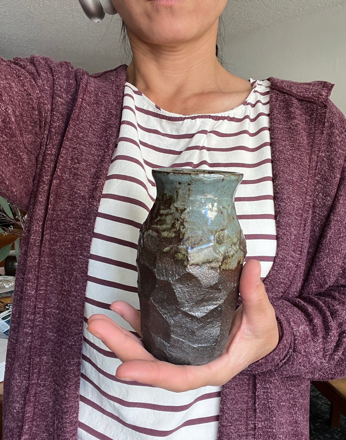 Carved Vase Dipped in Celadon