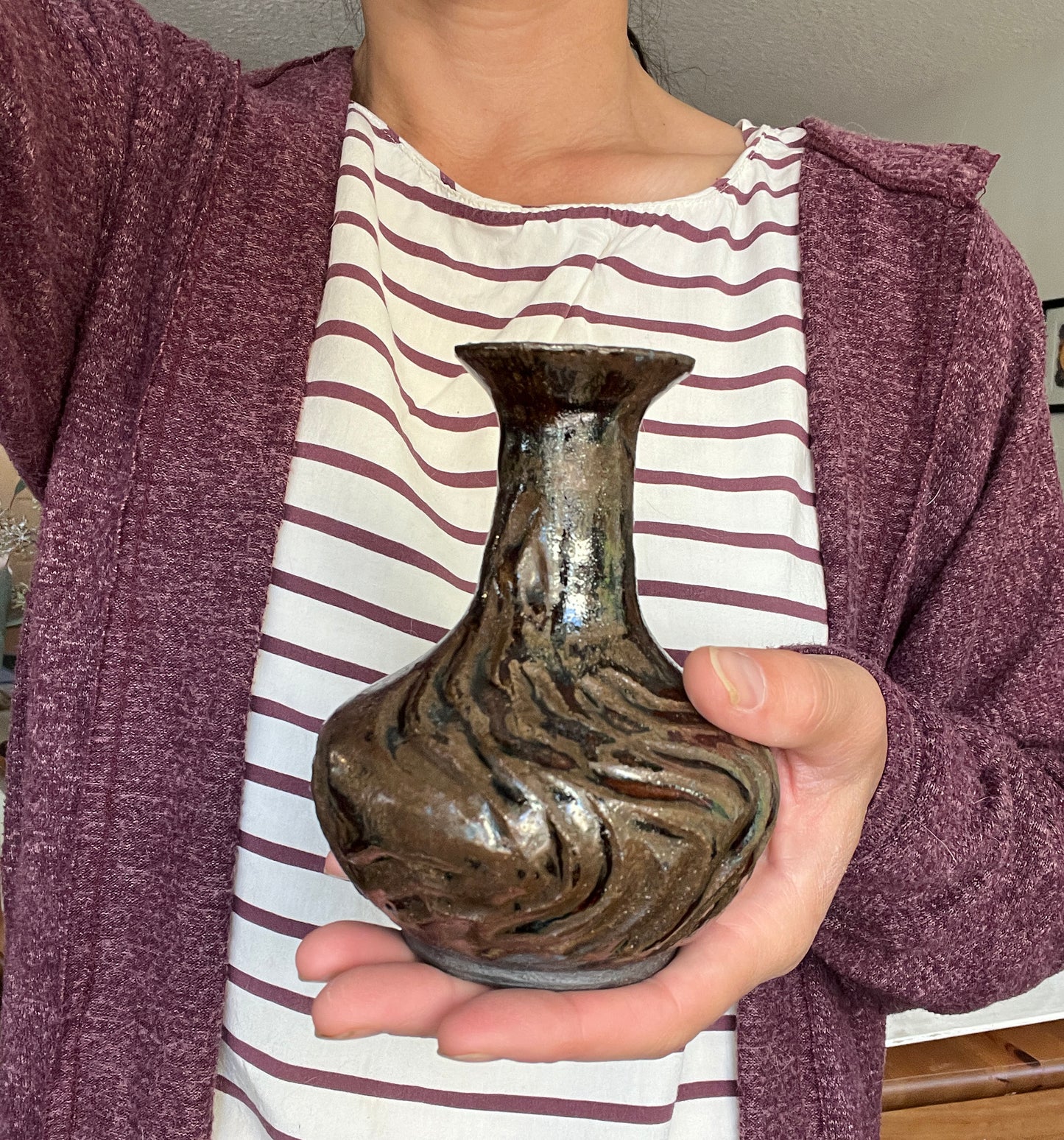 Carved Vase with Swirls