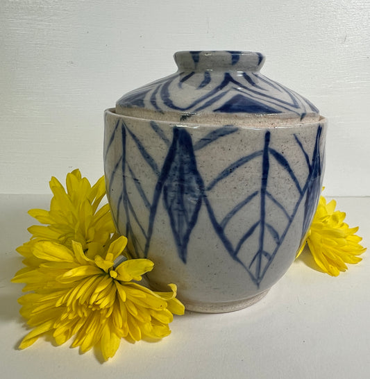 Hand Painted Blue Lidded Jar