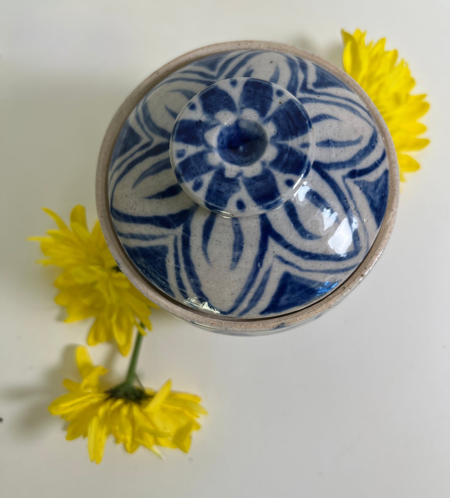 Hand Painted Blue Lidded Jar