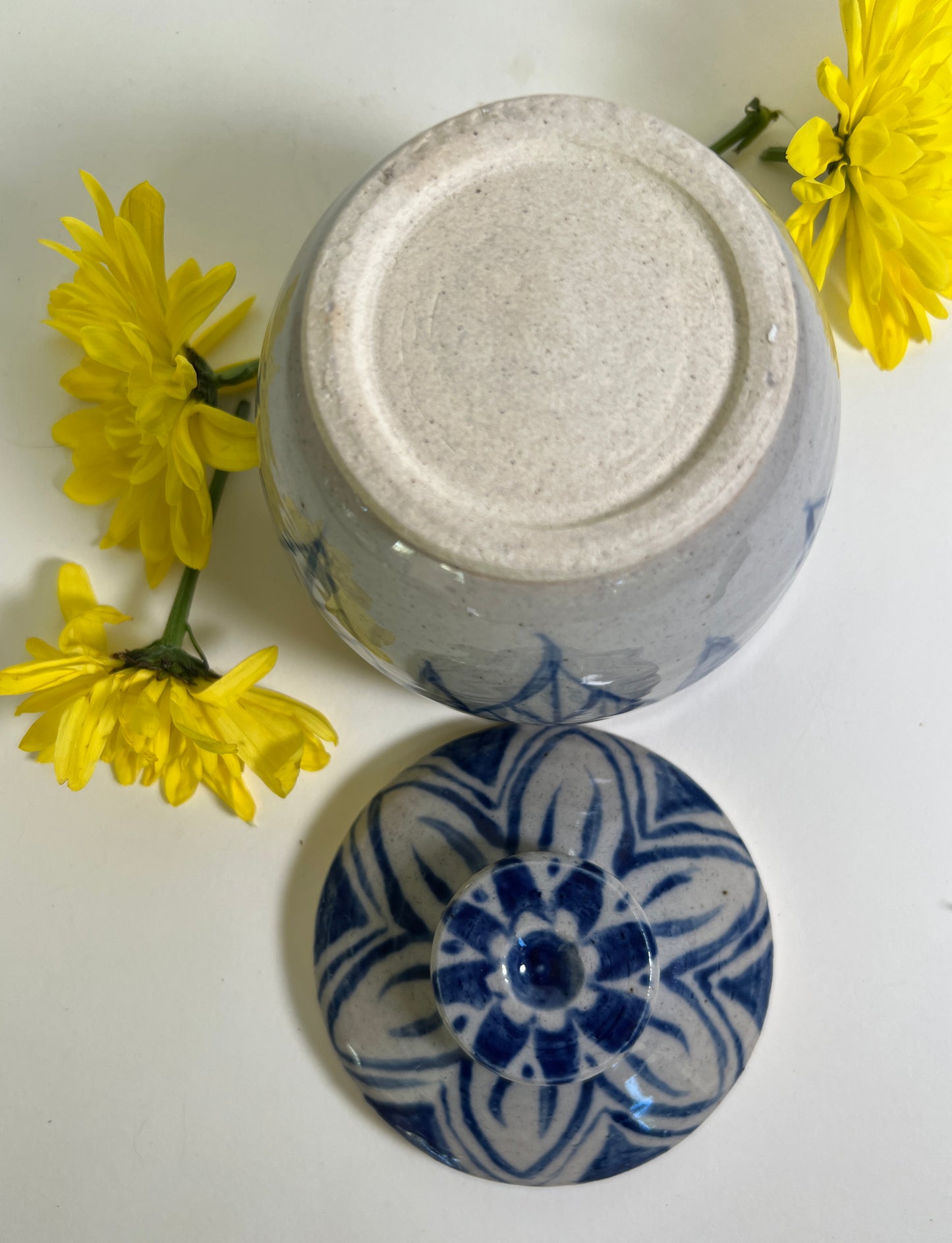 Hand Painted Blue Lidded Jar