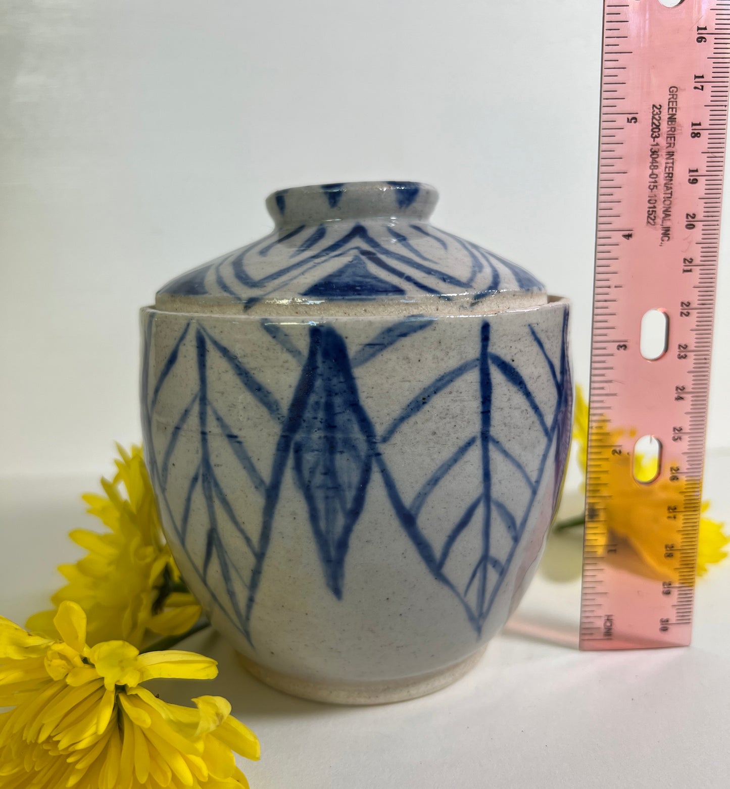 Hand Painted Blue Lidded Jar