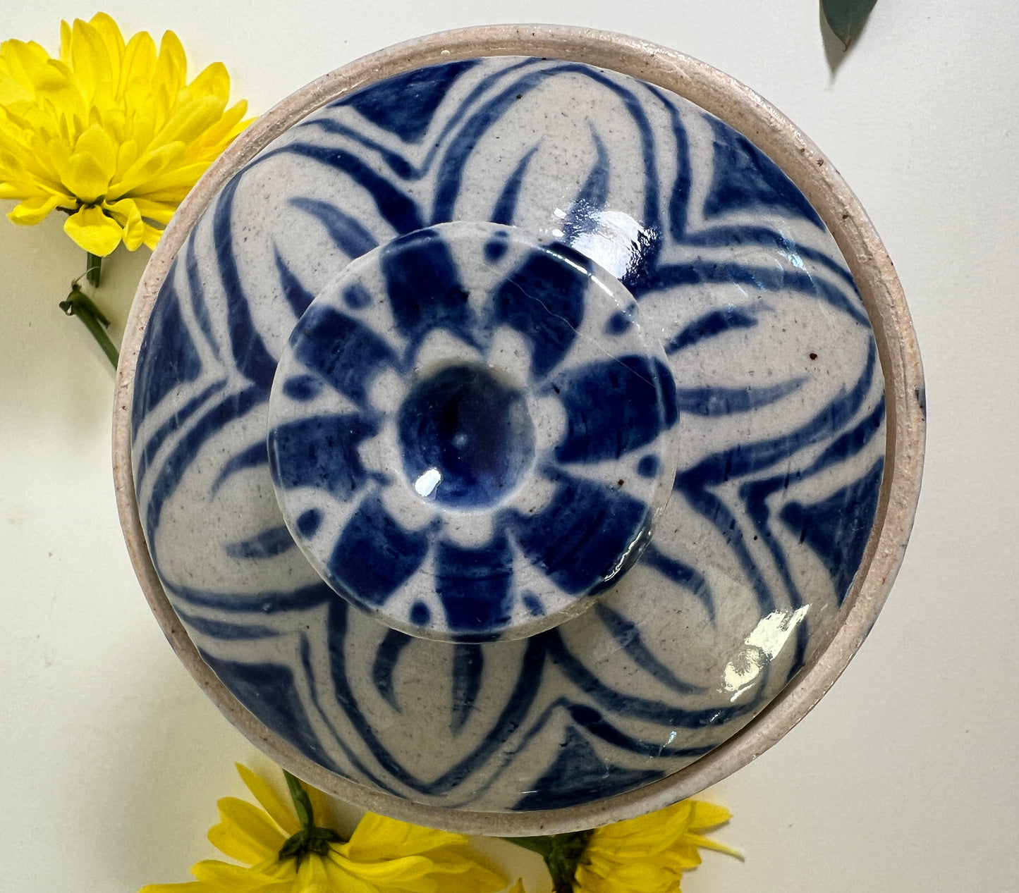 Hand Painted Blue Lidded Jar