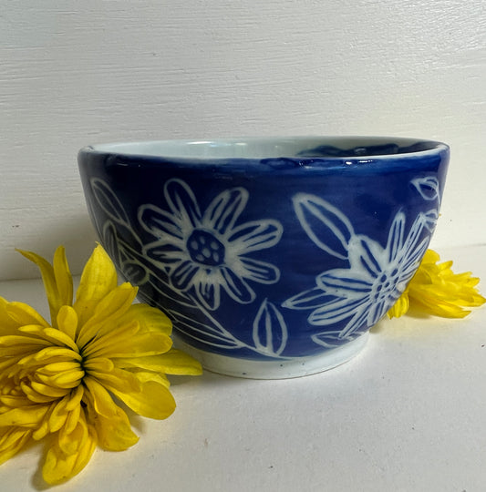 Blue Floral Porcelain Bowl Small