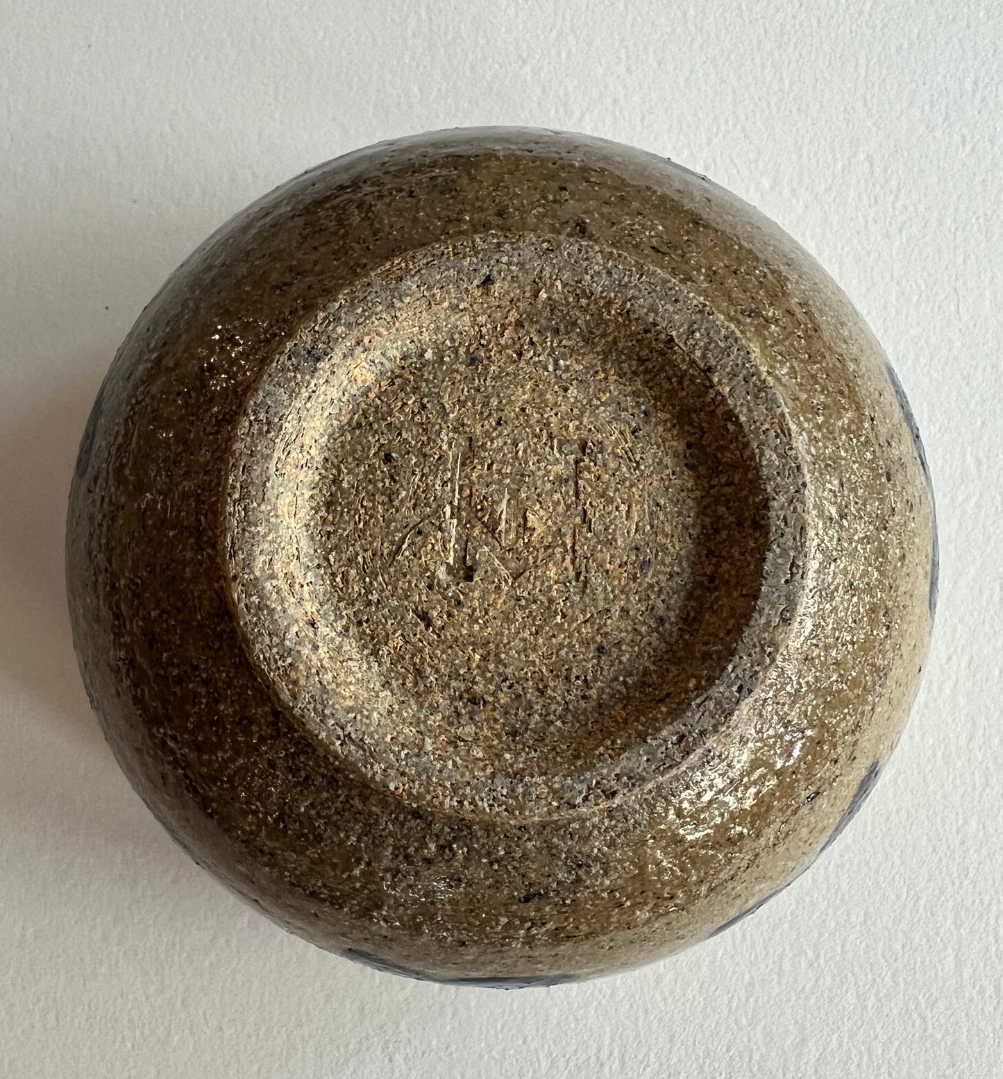 Small Stoneware Bowl with Blue Flowers