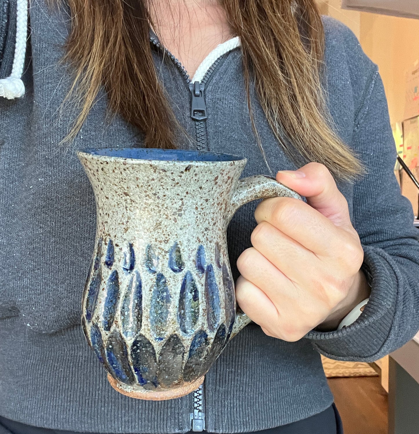 Carved Rod's Bod Mug with Blue Accents